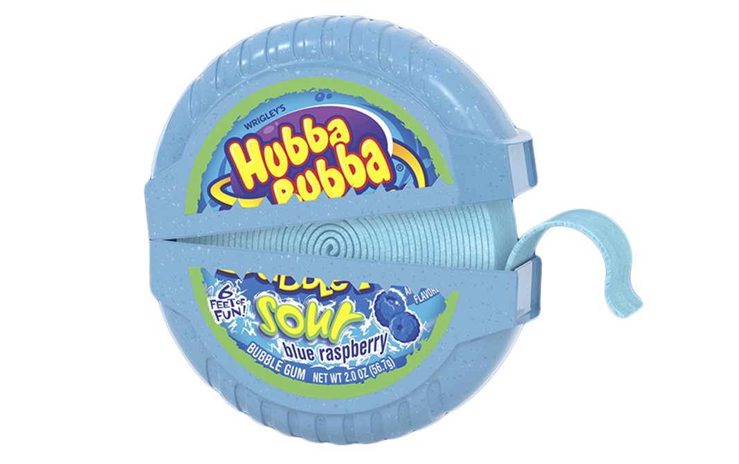 Hubba Bubba Bubble Tape Sour Blue Raspberry | 6 Feet of Fun | 4 Pack