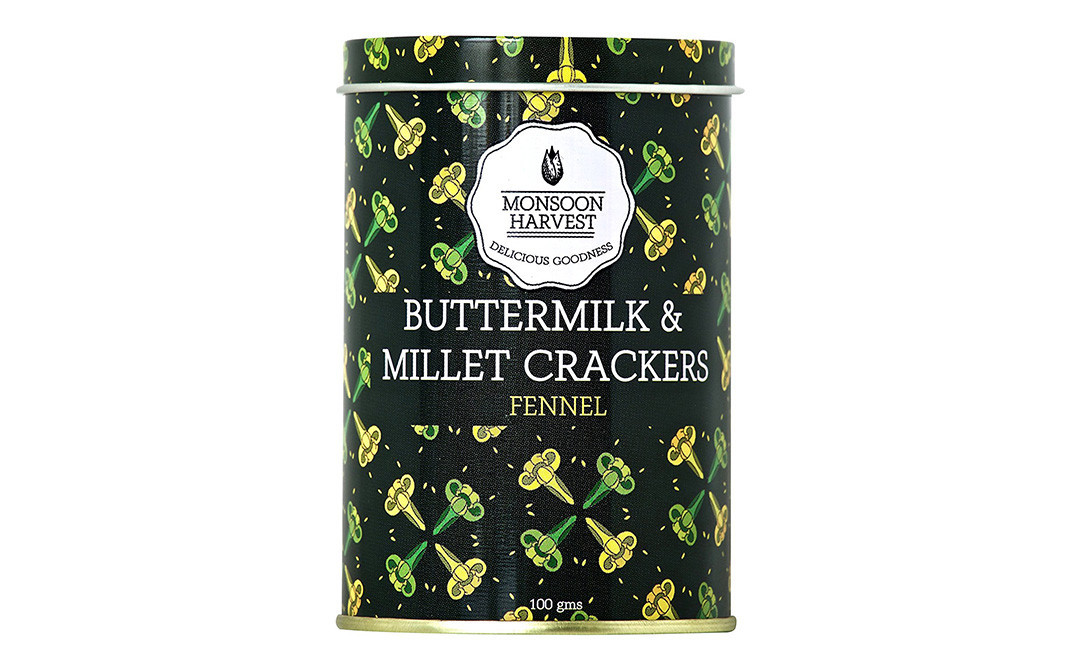 Monsoon Harvest Buttermilk & Millet Crackers Fennel    Container  100 grams