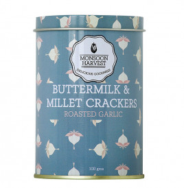 Monsoon Harvest Buttermilk & Millet Crackers, Roasted Garlic  Container  100 grams