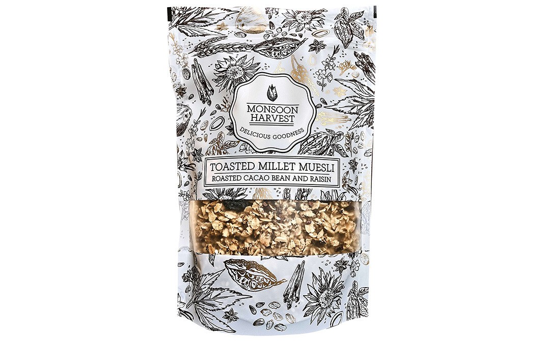 Monsoon Harvest Toasted Millet Muesli, Roasted Cacao Bean And Raisin   Pack  250 grams
