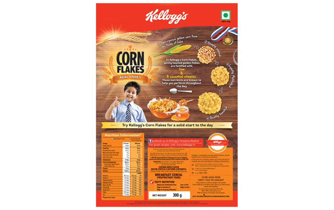 Kellogg S Corn Flakes With Real Honey Box 300 Grams Reviews Nutrition Ingredients Benefits Recipes Gotochef
