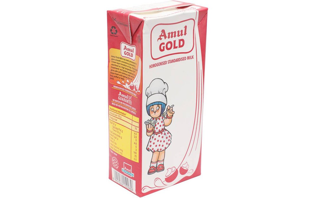 Amul Gold Homogenised Standardised Milk   Tetra Pack  1 litre