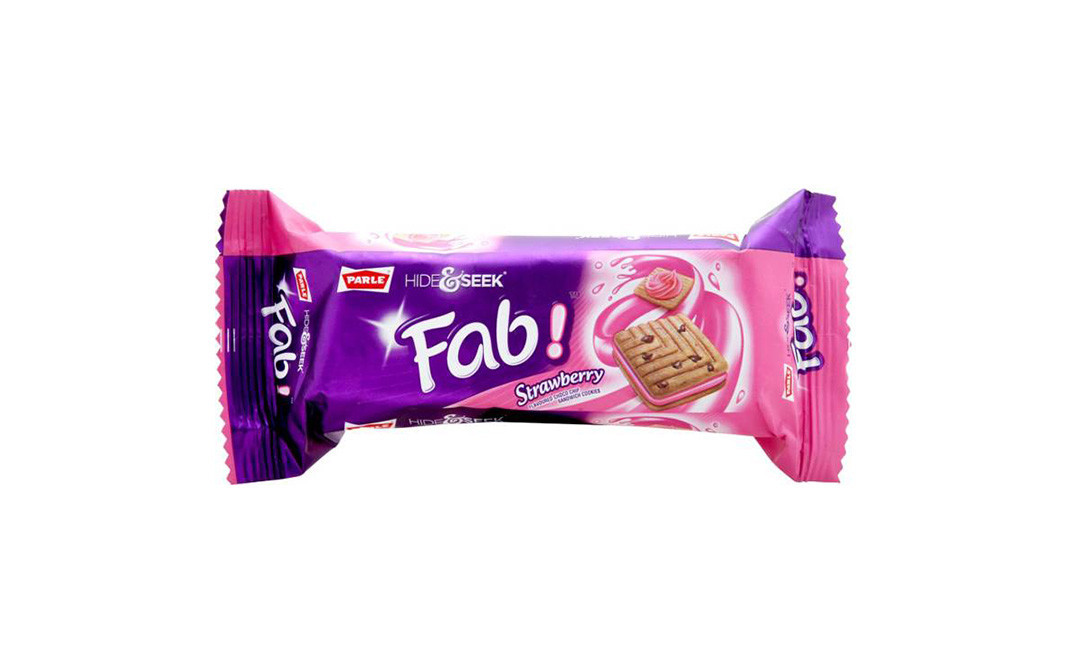 Parle Hide Seek Fab Strawberry Flavoured Choco Chip Sandwich Biscuits Pack 100 Grams Gotochef