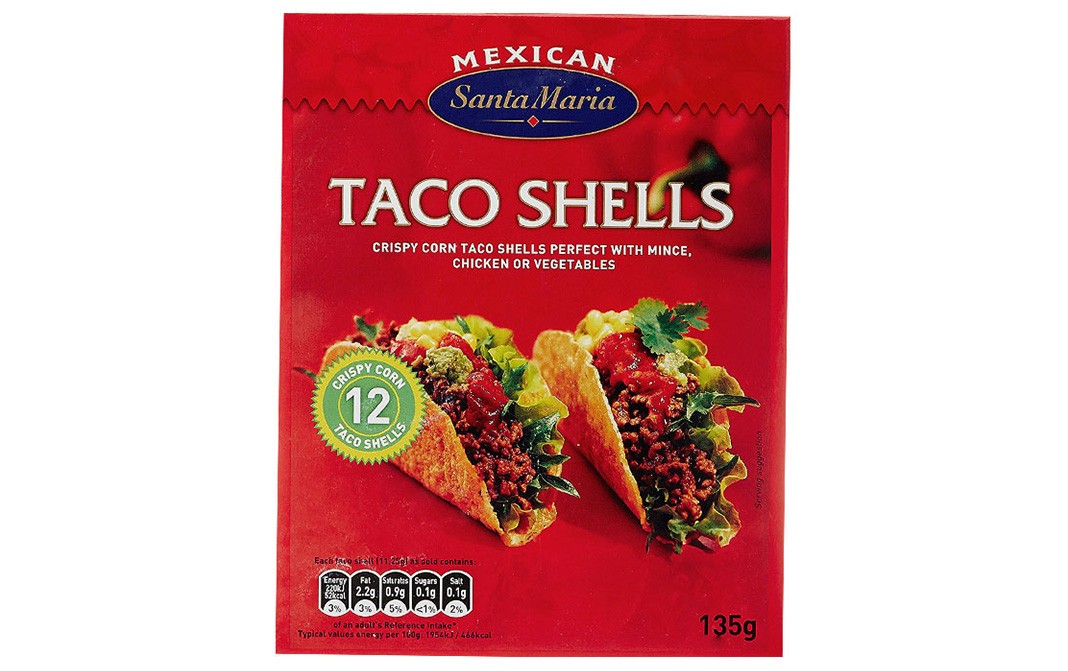 Mexican Santa Maria Taco Shells - 12 Crispy Corn Shells   Box  135 grams