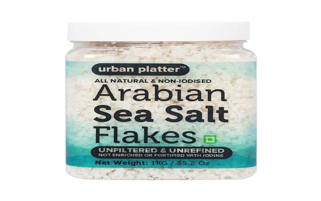 Urban Platter Arabian Sea Salt Flakes (Unfiltered & Unrefined)   Glass Jar  1 kilogram