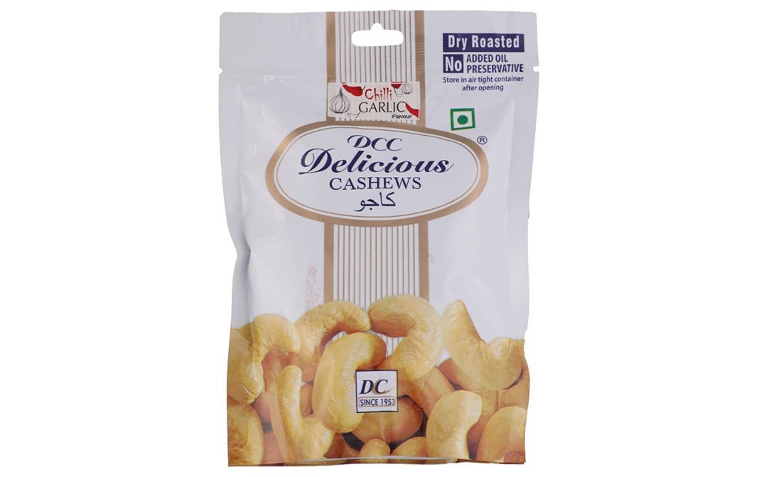 Dcc Delicious Dry Roasted Cashews, Chilli Garlic   Pack  80 grams