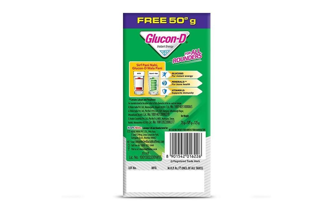 Glucon-D Regular Plain Drink   Box  125 grams