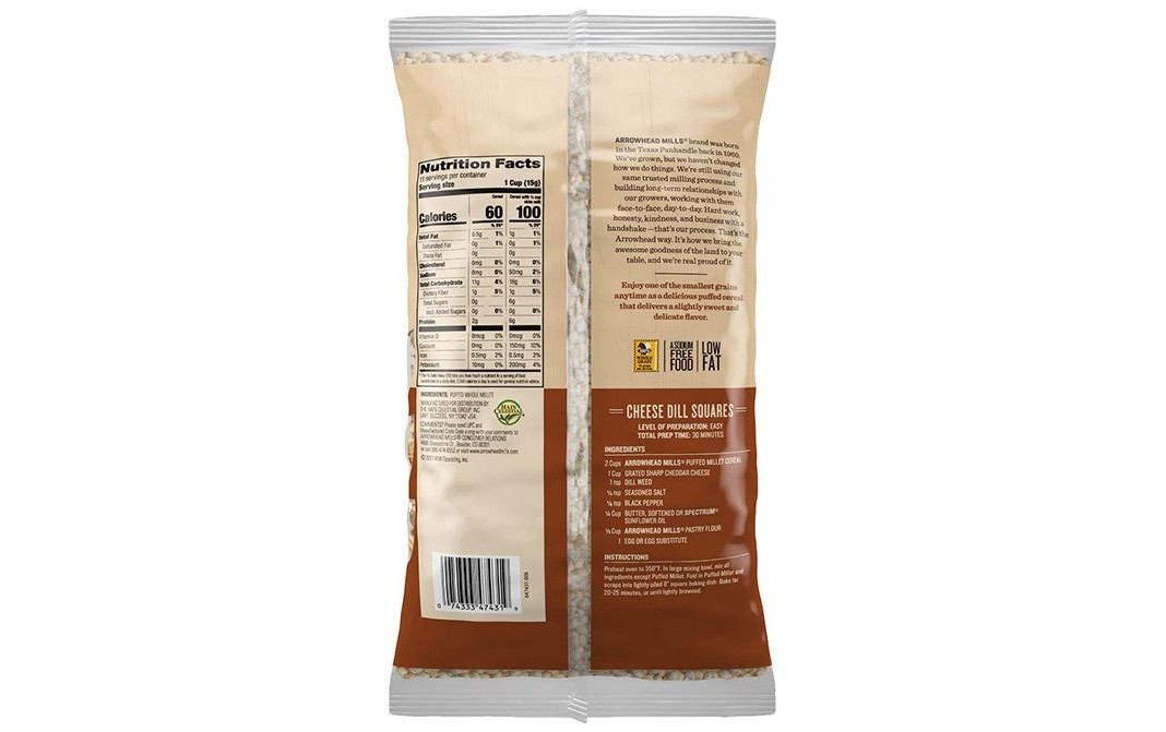Arrowhead Mills Puffed Millet - Cereal   Pack  170 grams