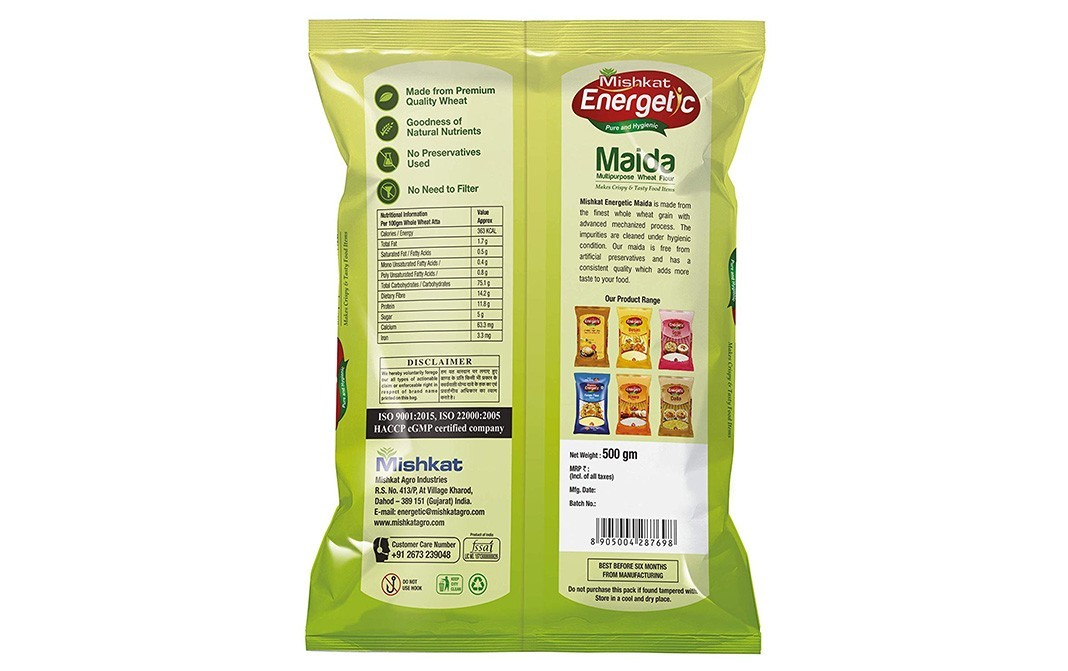 Mishkat Energetic Maida (Multipurpose Wheat Flour)   Pack  500 grams