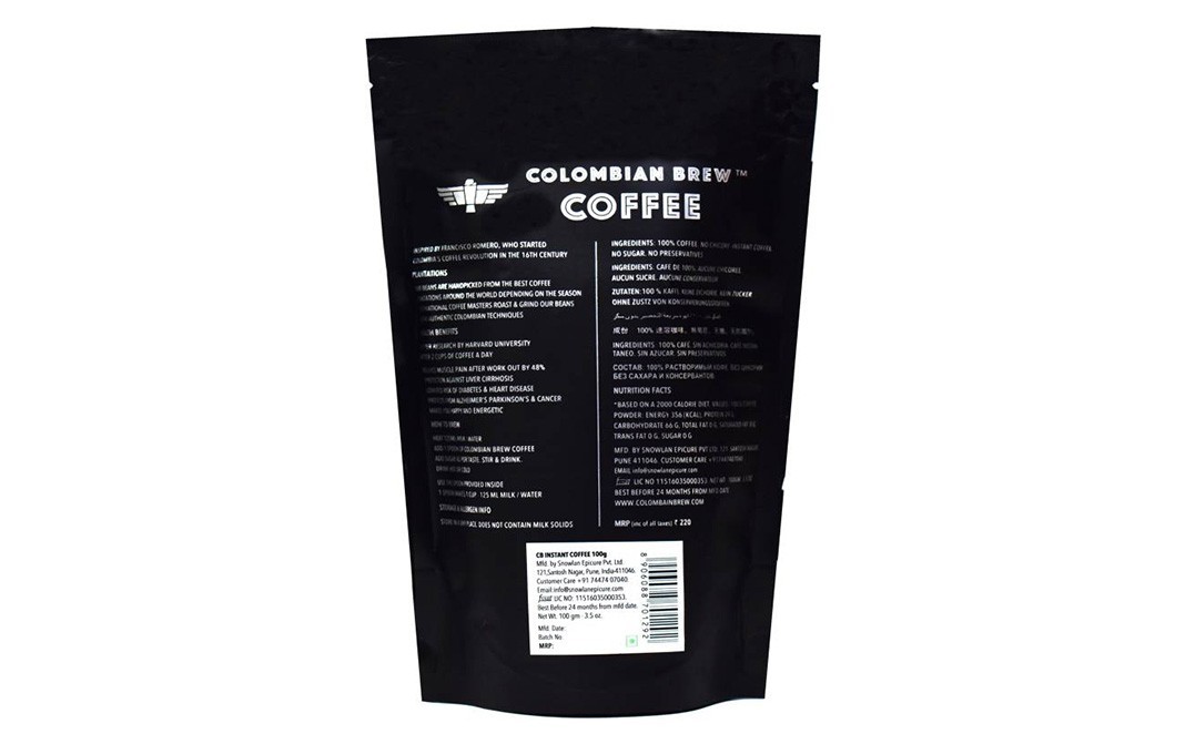 Colombian Brew Arabica Espresso Filter Coffee Powder, Roast