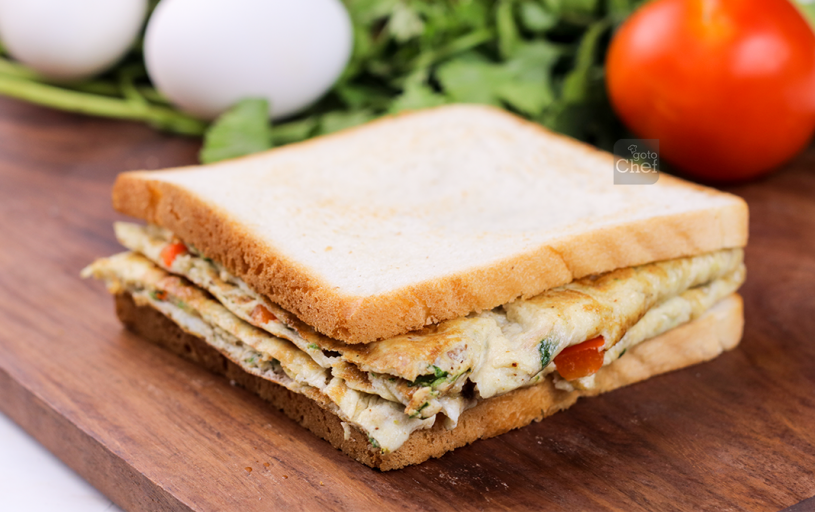 Bread Omelette Sandwich Recipe - GoToChef