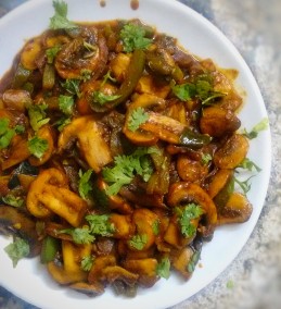 Mushroom stir fry with some homemade barbeque sauce Recipe