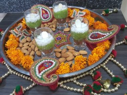 Diwali wali thali(halwa shots-diyas) Recipe