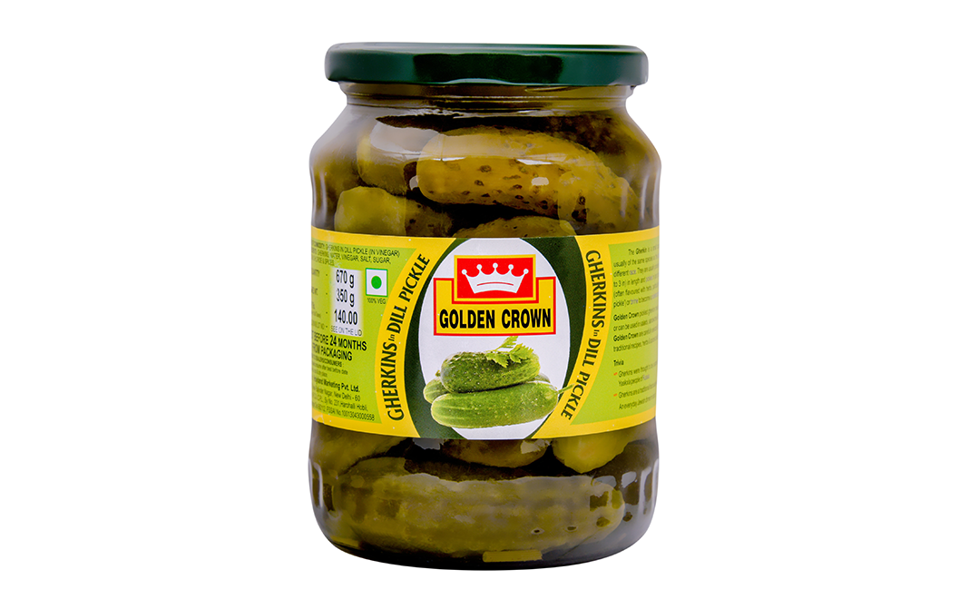 Golden Crown Gherkins In Dill Pickle Glass Jar 670 Grams - Reviews ...