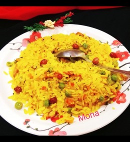 Sweet and sour vegetable poha Recipe