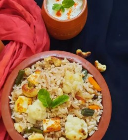 "Red Rice Vegetable Pulao Recipe