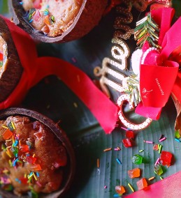 pure veg christmas cake in coconut shell recipe