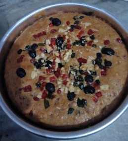 Eggless fruits and nuts cake recipe