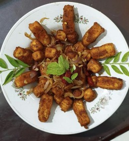 Paneer fry  (Paneer Kadi Patta) recipe