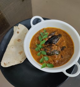 South Indian baingan curry with chapati recipe