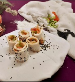 Dhokla sushi with bell peppers recipe
