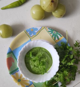 Gooseberry cilantro green chutney recipe
