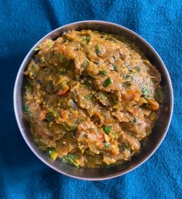 Baigan Bharta With Spring Onion Recipe